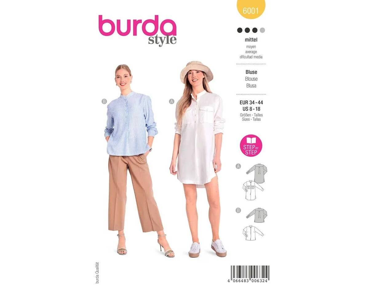 Schnittmuster BLUSE und LONGBLUSE, burda style 6001