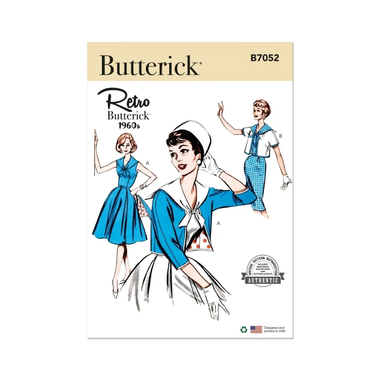 Schnittmuster Butterick Damen Vintage Kleid und Jacke 7052 Gr. 34-42