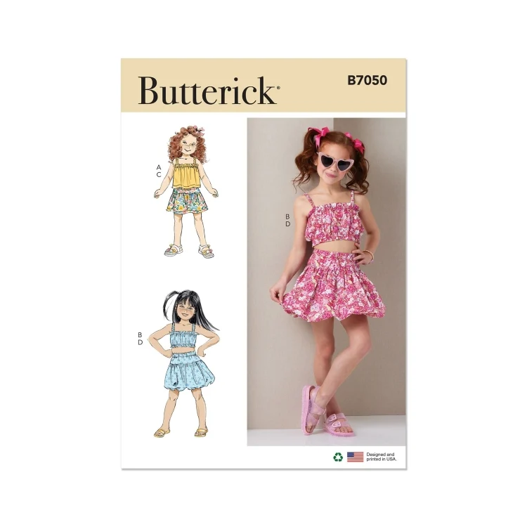 Schnittmuster Butterick Kinder Top & Rock B7050 Gr. 104-134