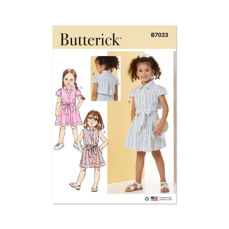 Schnittmuster Butterick Kinderkleid 7033 Gr. 104-134