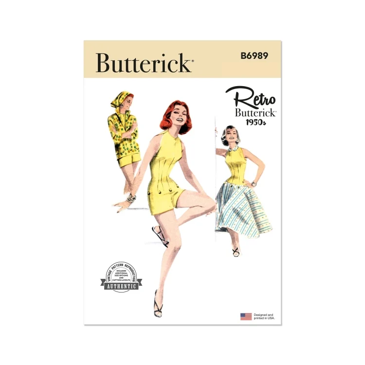 Schnittmuster Butterick Playsuit, Bluse, Rock 6989 Gr. 42-50