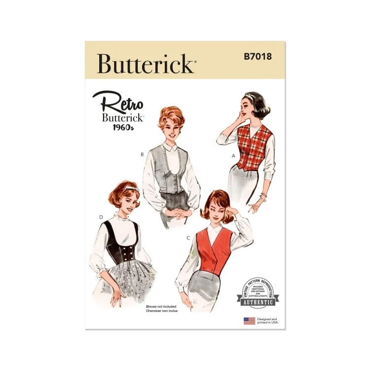 Schnittmuster Butterick Retro 7018 Weste, Größe 32-40