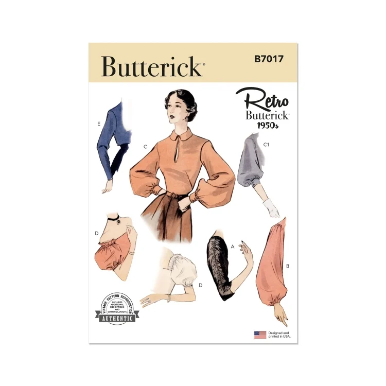 Schnittmuster Butterick Retro Ärmel 7017 Gr. S-L, S-XL