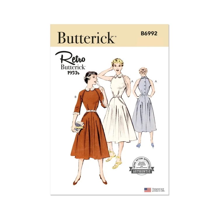 Schnittmuster Butterick Vintage-Kleid 6992 Gr. 38-46