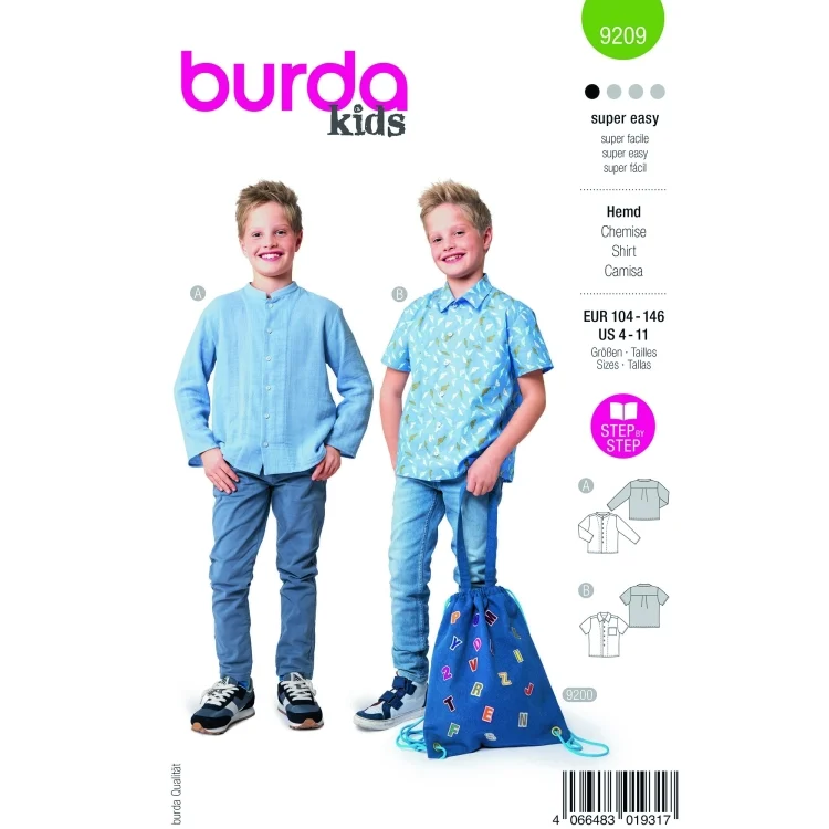 Schnittmuster Hemd Kids, Burda 9209