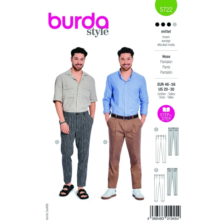 Schnittmuster Herrenhose Burda 5722