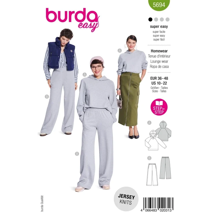 Schnittmuster Homewear Set, Burda 5694
