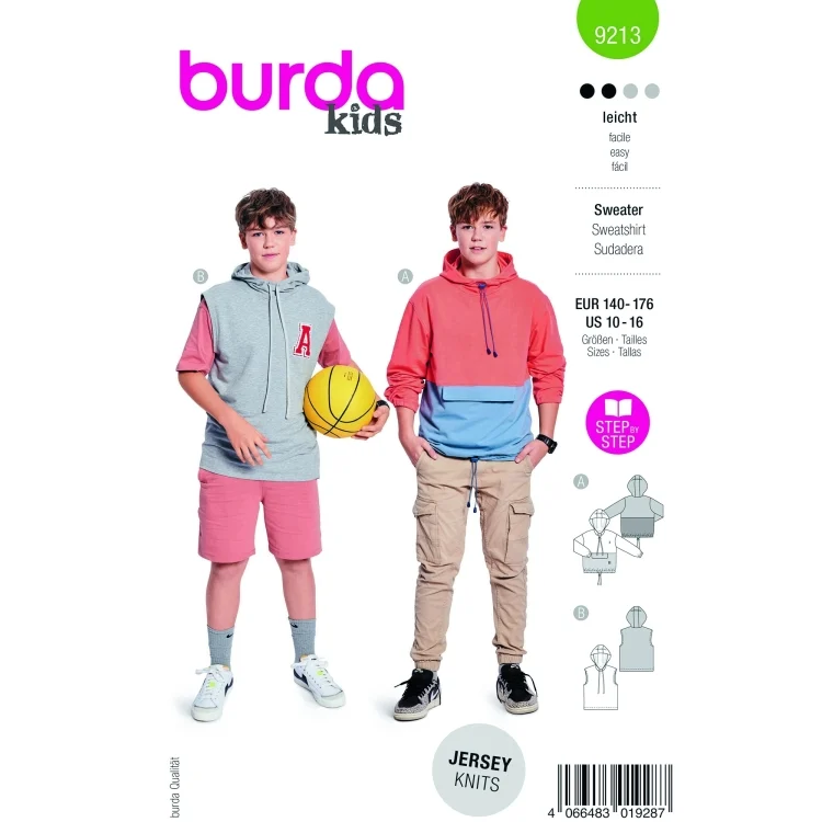 Schnittmuster Hoodie Kids, Burda 9213