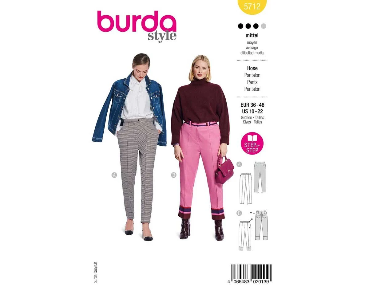Schnittmuster HOSE mit Bügelfalten, burda style 5712