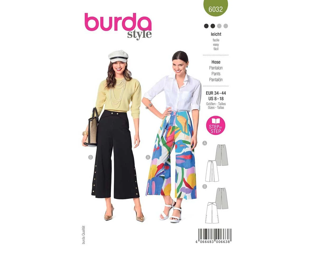 Schnittmuster HOSE MIT WEITEM BEIN, burda style 6032