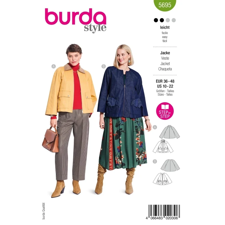 Schnittmuster Jacke, Burda 5695