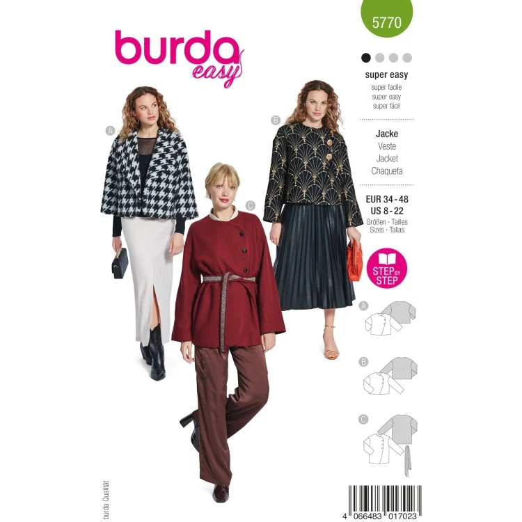 Schnittmuster Jacke Damen, Burda 5770
