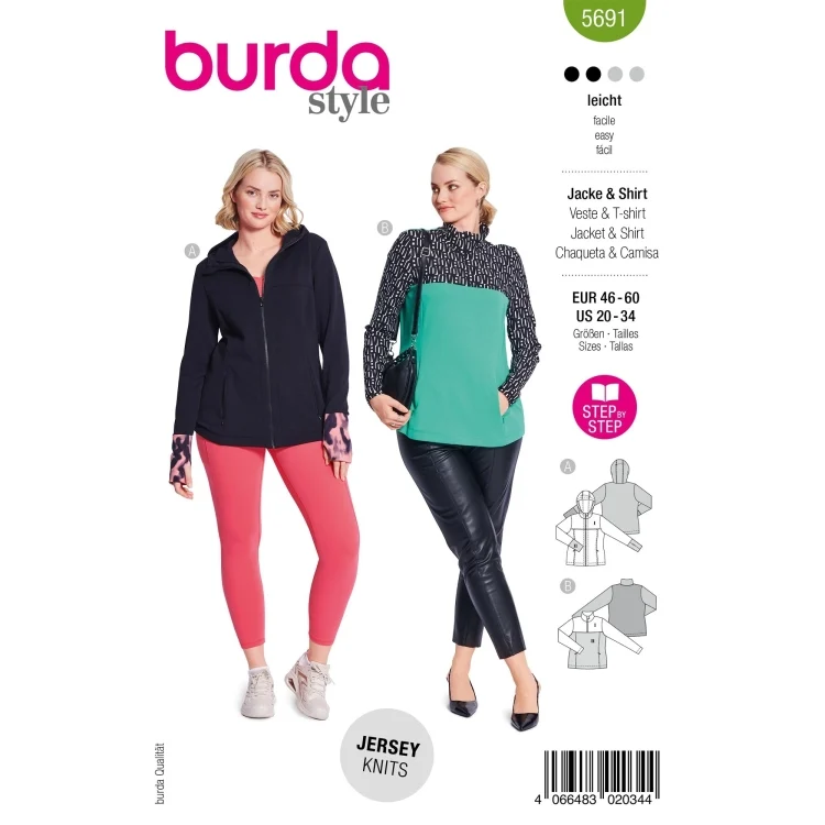 Schnittmuster Jacke & Shirt, Burda 5691