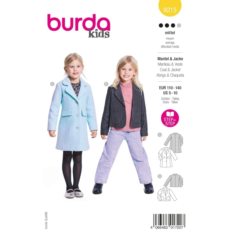 Schnittmuster Kindermantel Blazer, Burda 9215
