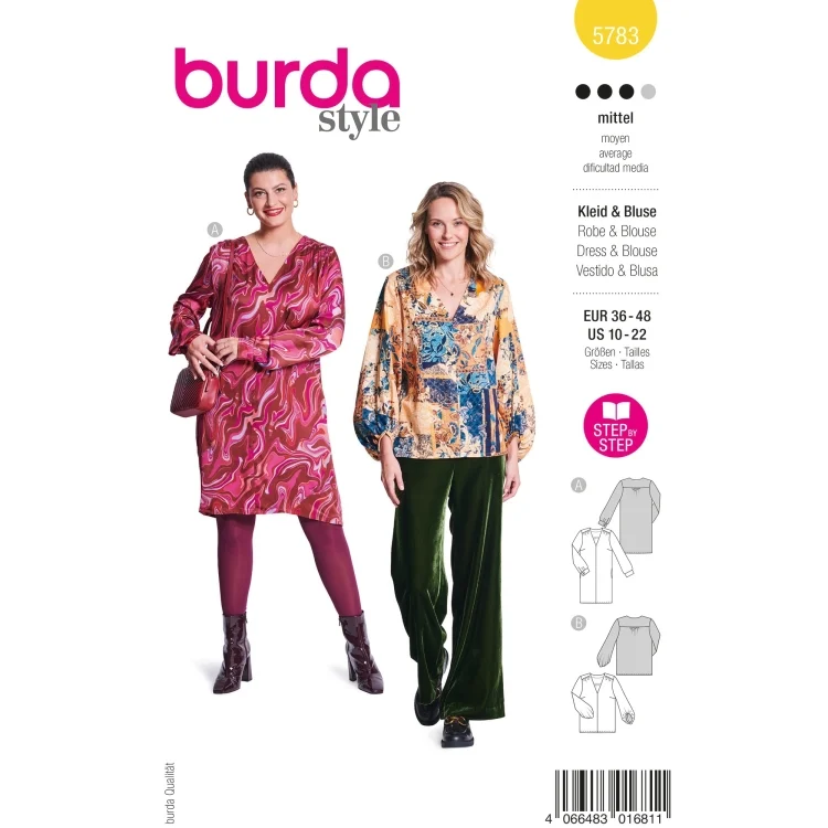 Schnittmuster Kleid & Bluse Damen, Burda 5783