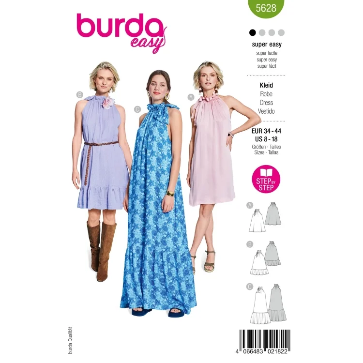 Schnittmuster Kleid, Burda 5628