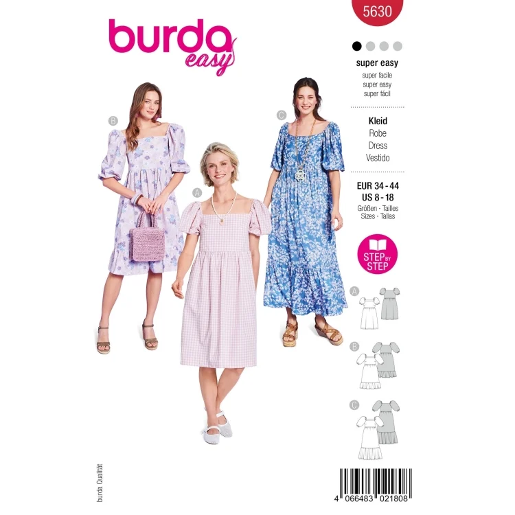 Schnittmuster Kleid, Burda 5630