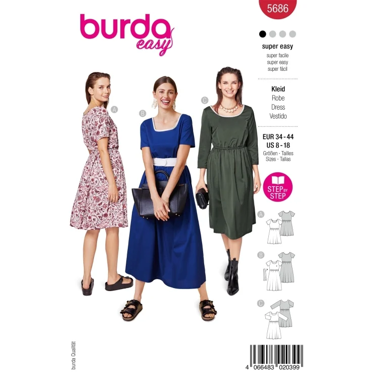 Schnittmuster Kleid, Burda 5686