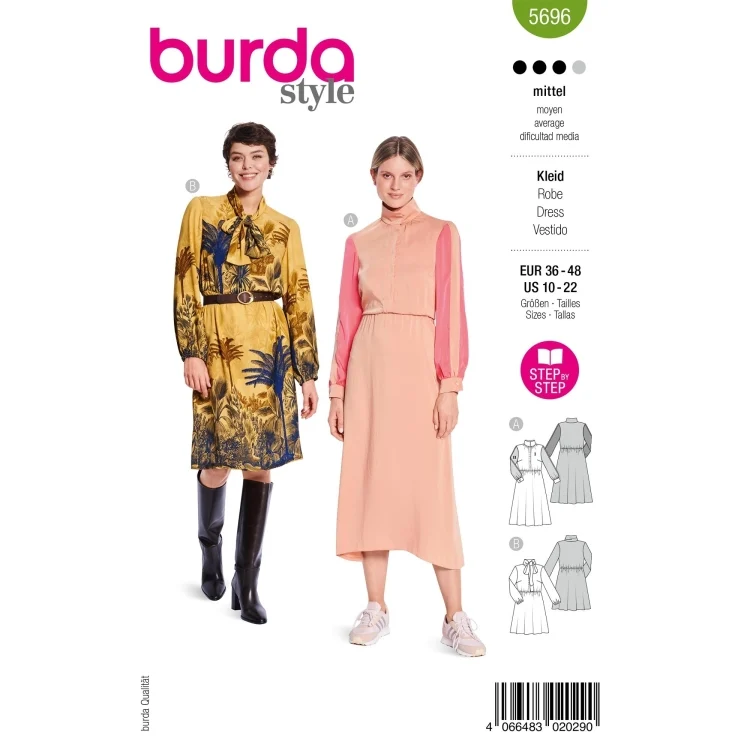 Schnittmuster Kleid, Burda 5696