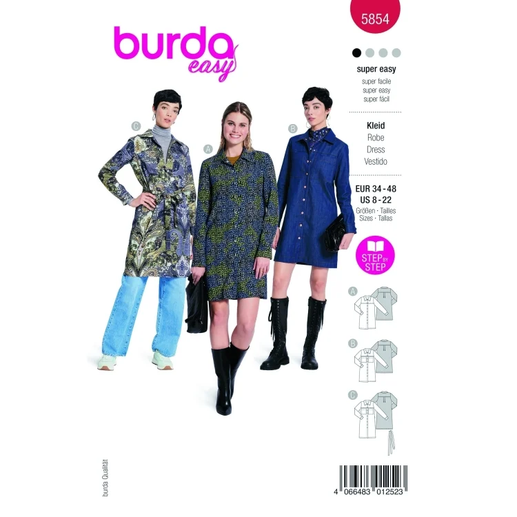 Schnittmuster Kleid, Burda 5854