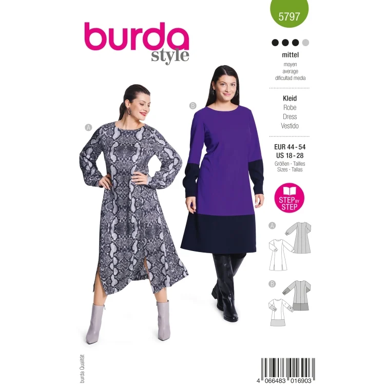 Schnittmuster Kleid Damen, Burda 5797
