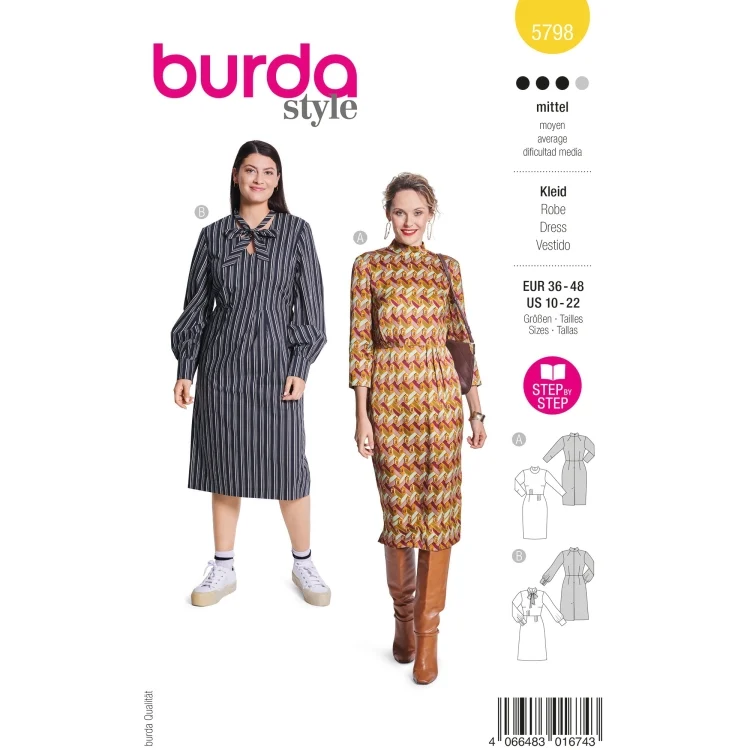 Schnittmuster Kleid Damen, Burda 5798