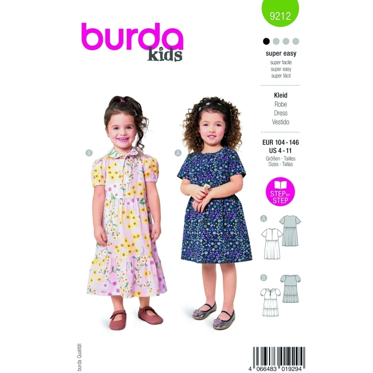Schnittmuster Kleid Kids, Burda 9212