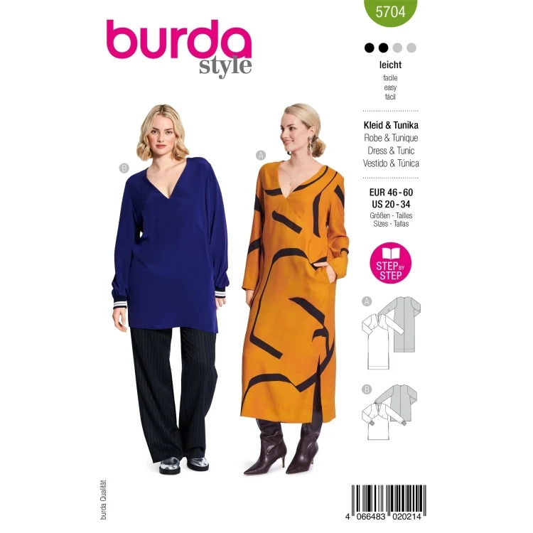 Schnittmuster Kleid & Tunika, Burda 5704