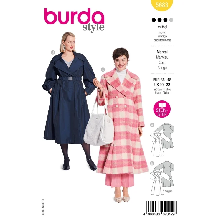 Schnittmuster Mantel, Burda 5683