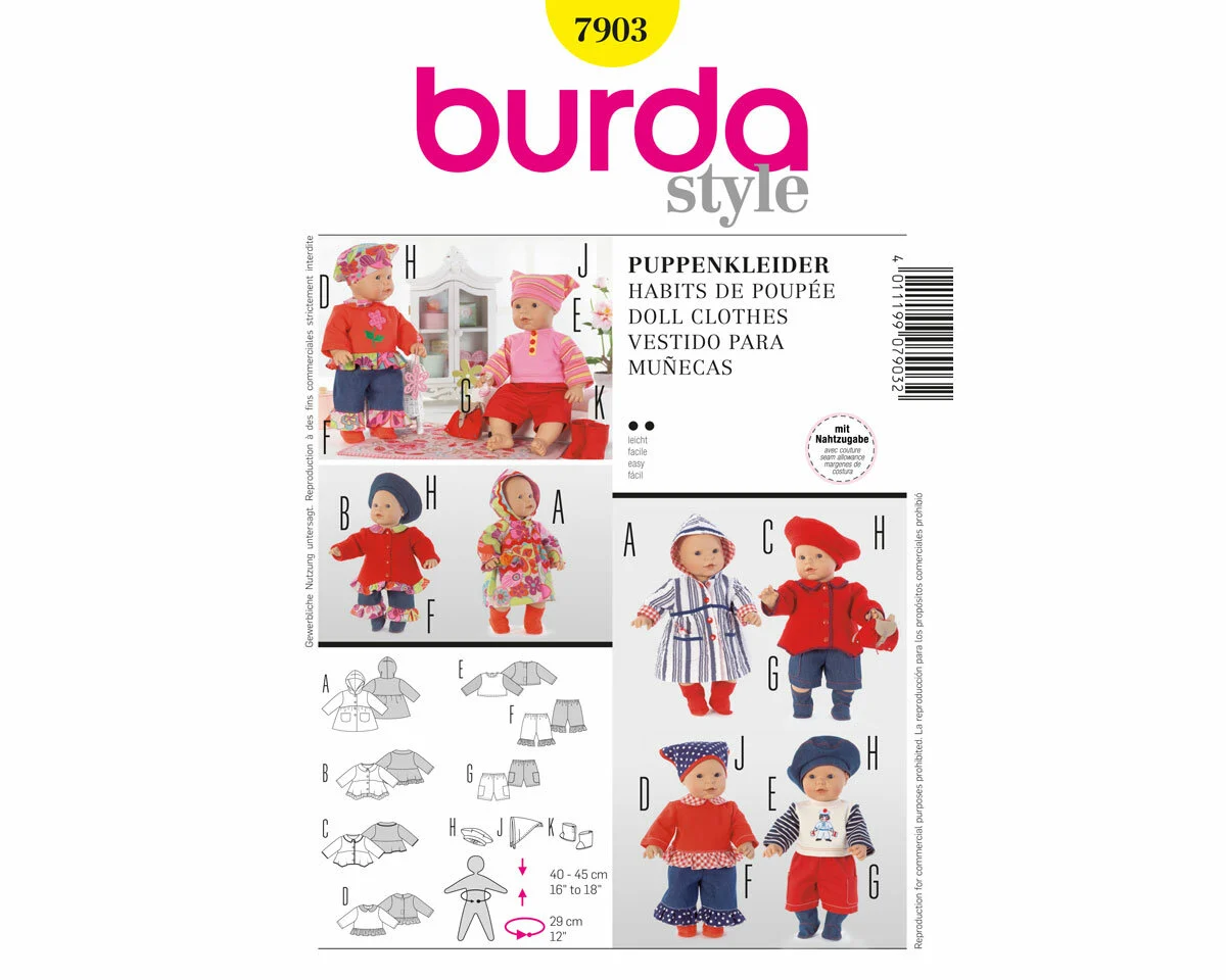 Schnittmuster OUTDOOR Puppenkleider, burda style 7903