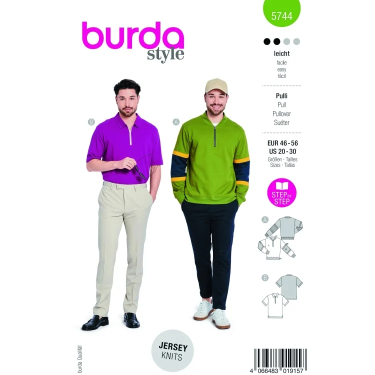 Schnittmuster Pulli Herren, Burda 5744