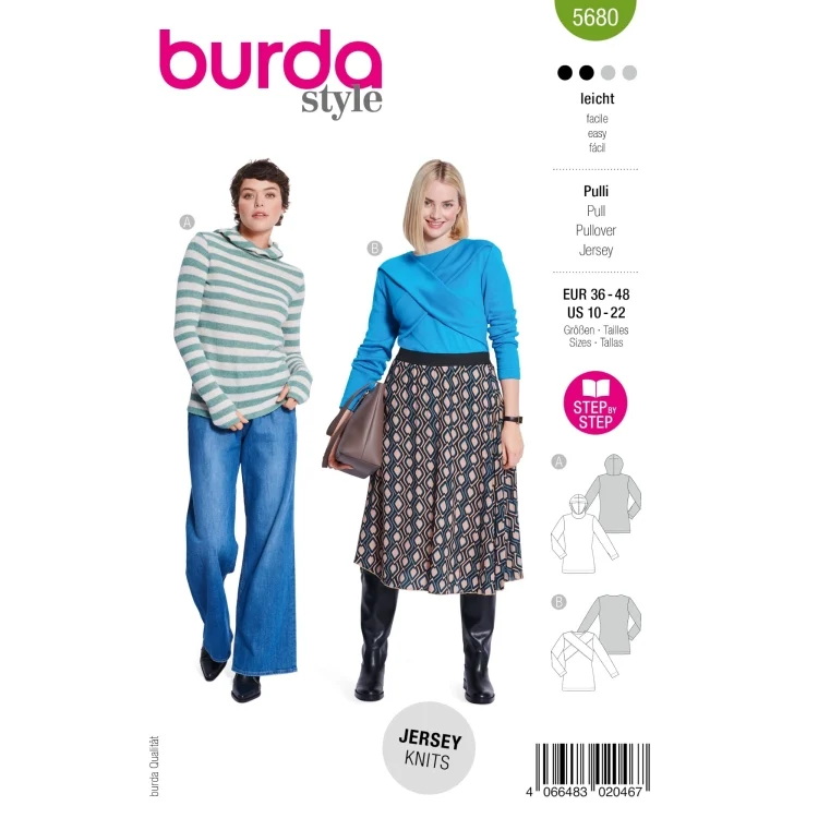 Schnittmuster Pullover, Burda 5680