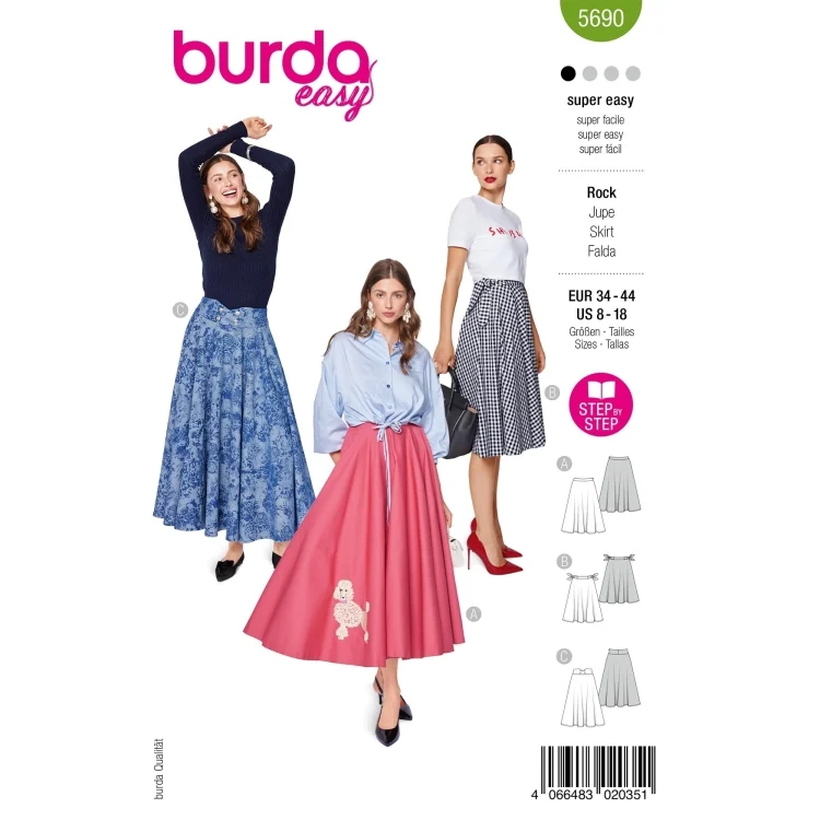 Schnittmuster Rock, Burda 5690