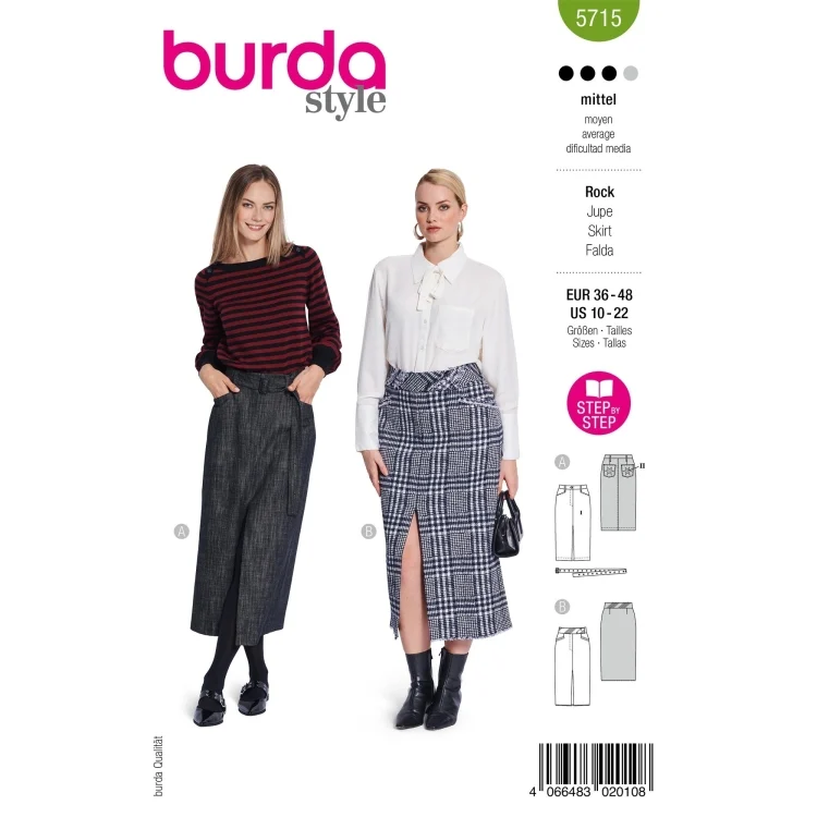Schnittmuster Rock, Burda 5715