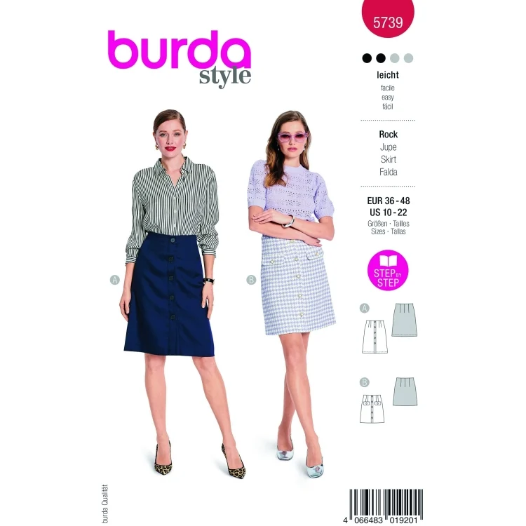 Schnittmuster Rock, Burda 5739