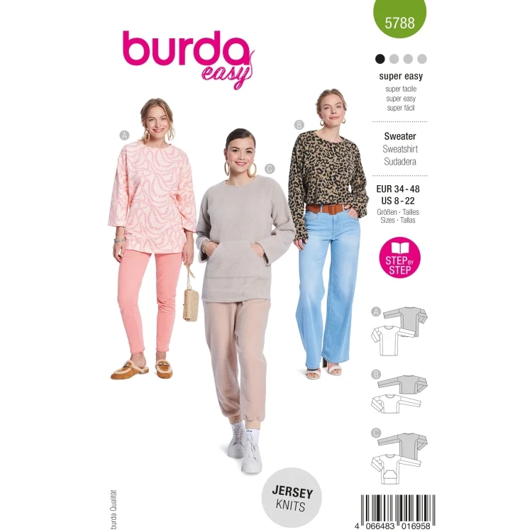 Schnittmuster Sweater Damen, Burda 5788
