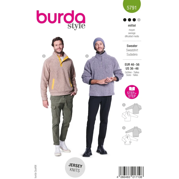 Schnittmuster Sweater Herren, Burda 5791