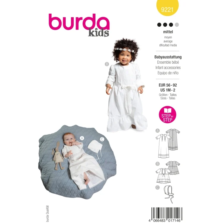 Schnittmuster Taufkleid, Babyausstattung Burda 9221