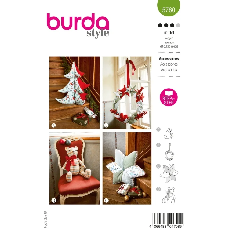 Schnittmuster Weihnachtsaccessoires, Burda 5760