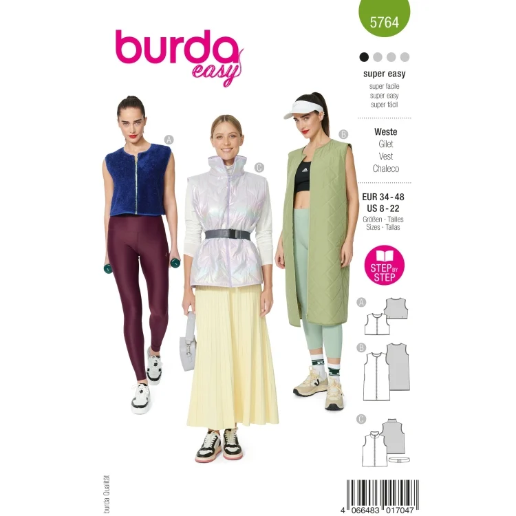 Schnittmuster Weste Damen, Burda 5764