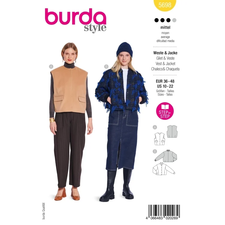 Schnittmuster Weste & Jacke, Burda 5698