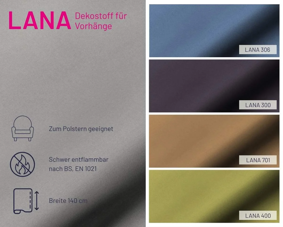 Schwer entflammbarer Dekostoff LANA, meliert, Saum & Viebahn