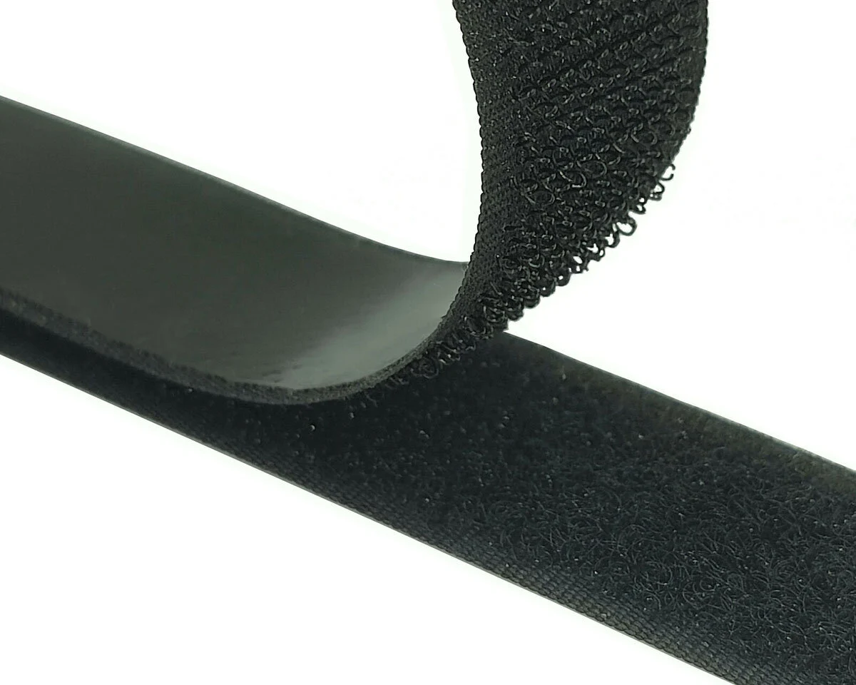 Selbstklebendes Klettband HOT-MELT, temporär, 20 mm, weiß und schwarz