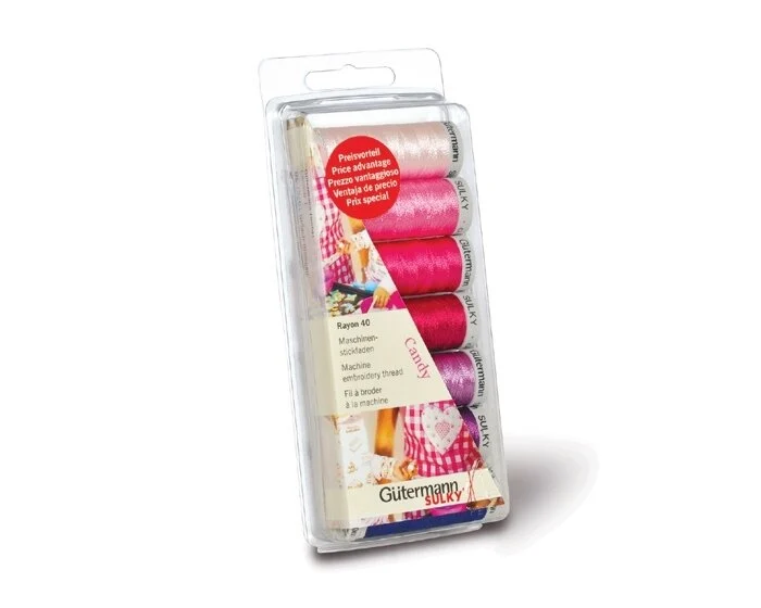 Set mit 7 Maschinenstickfäden RAYON 40, candy, Gütermann