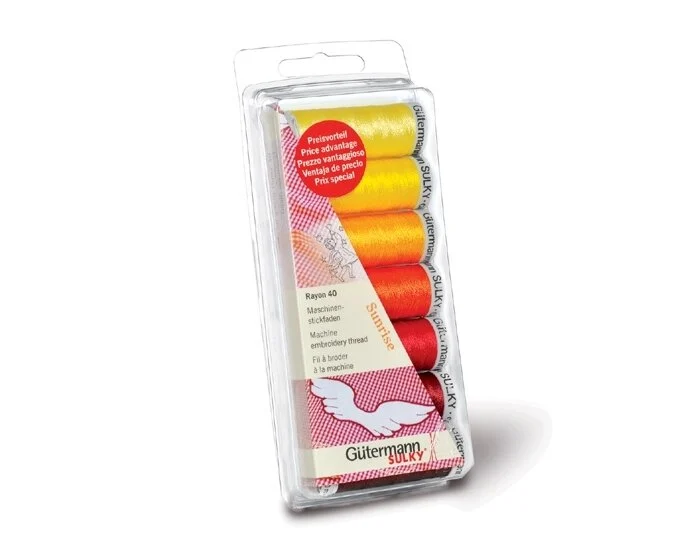Set mit 7 Maschinenstickfäden RAYON 40, sunrise, Gütermann