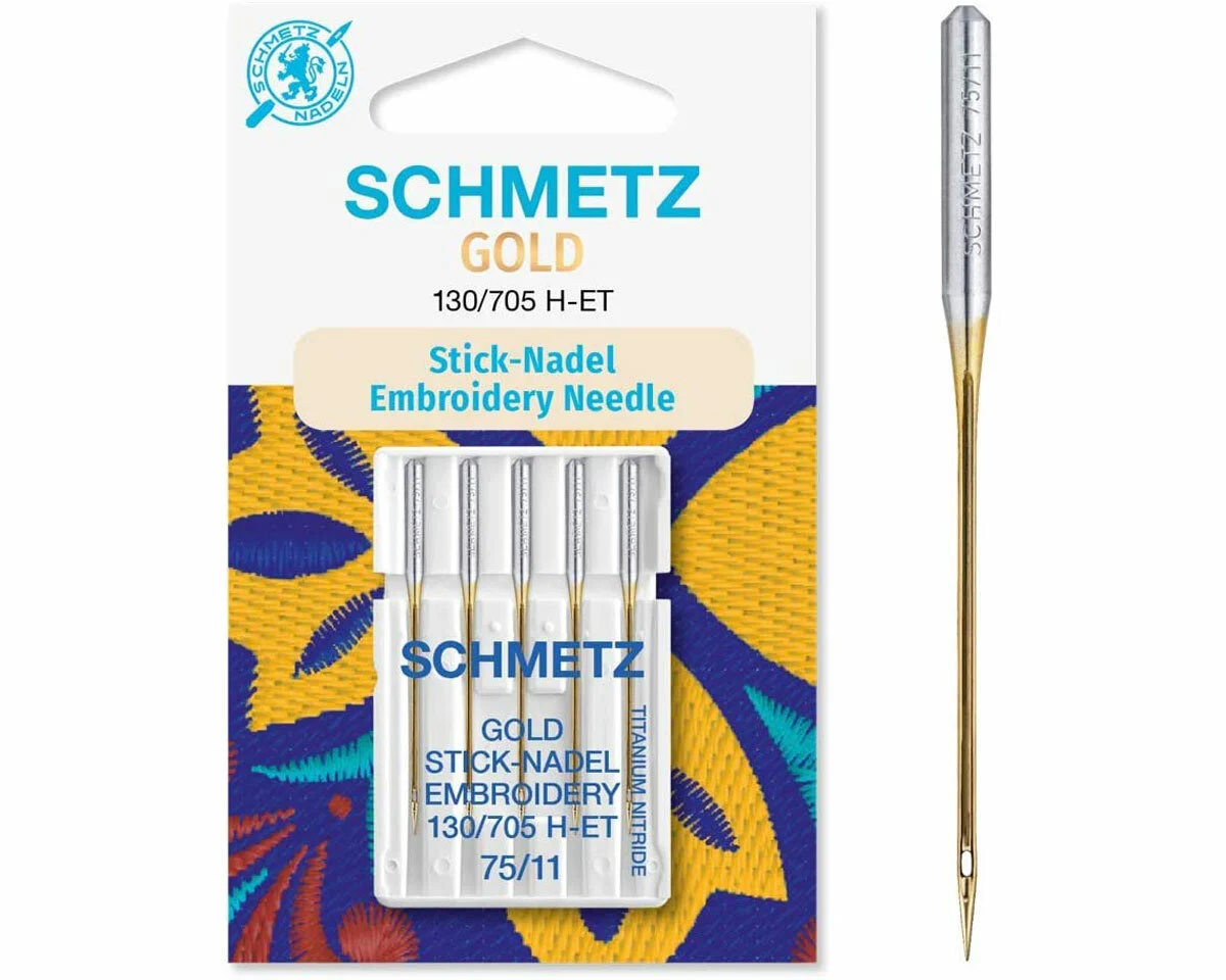 Stickmaschinennadeln GOLD, titanbeschichtet, Schmetz
