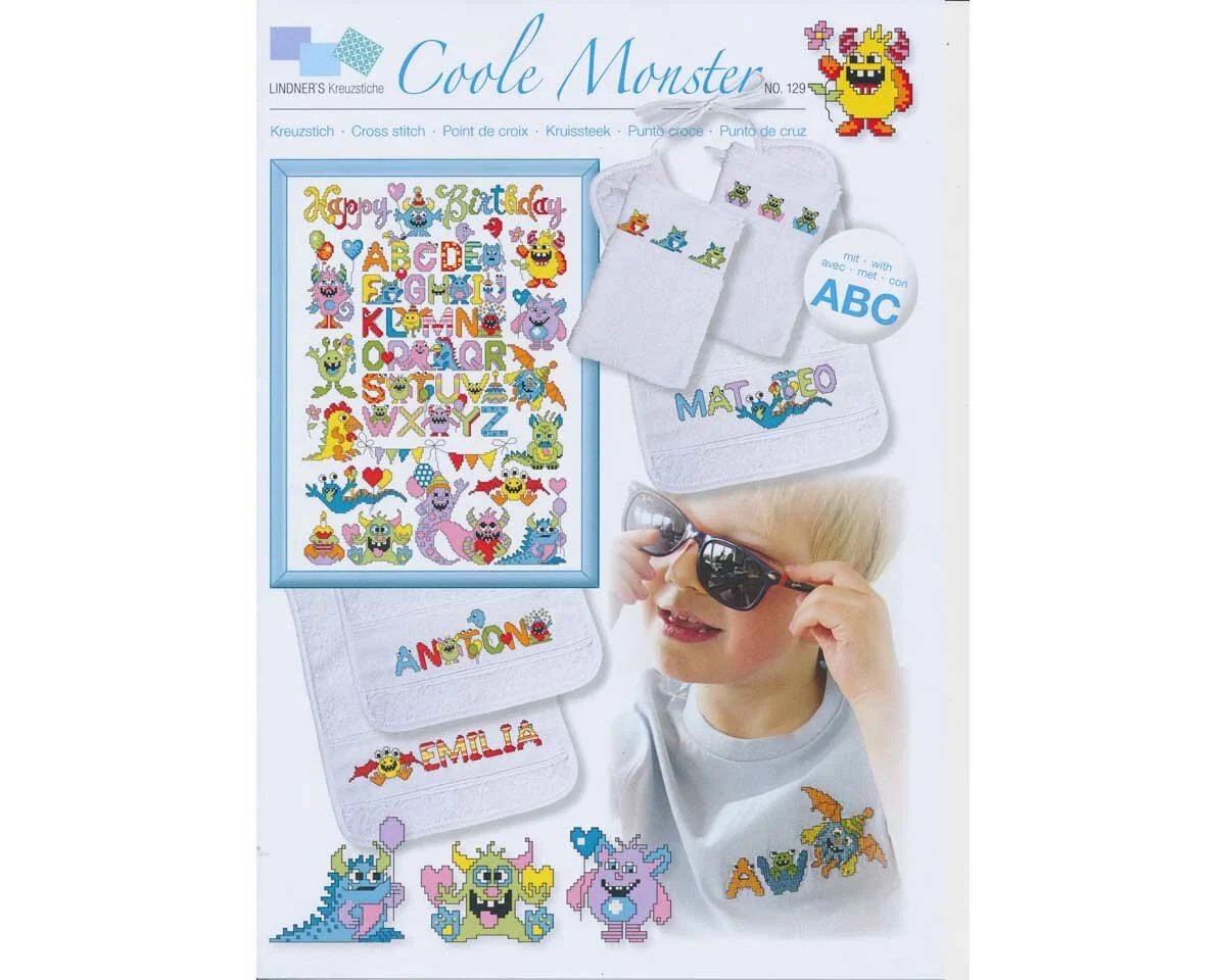 Stickvorlage: Coole Monster, Lindners Kreuzstiche