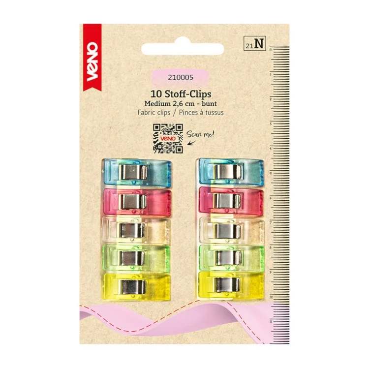 Stoff Clips Medium 2,6 cm, multicolor
