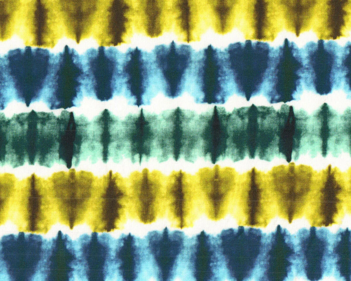 Sweatstoff BATIKO, Wellenstreifen, blau-grün, Hilco