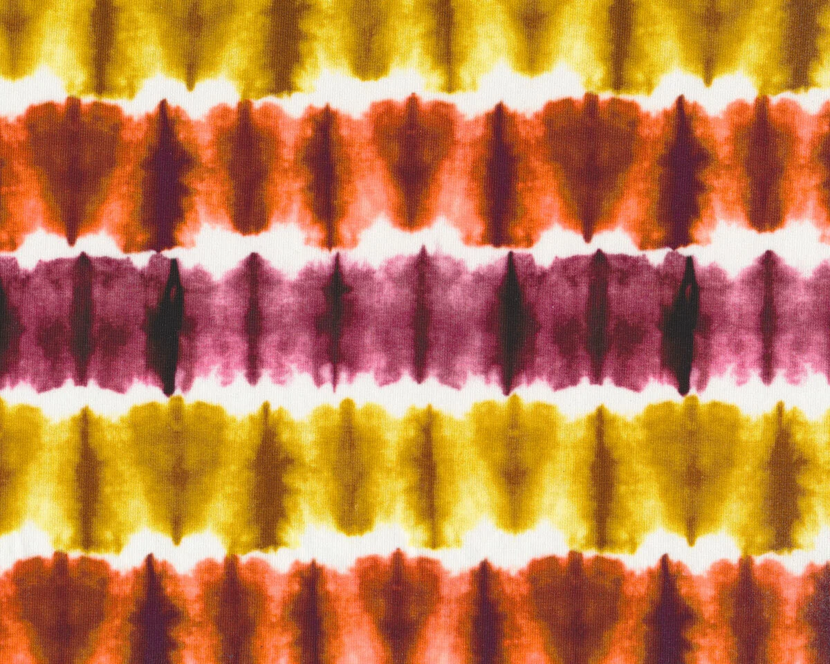 Sweatstoff BATIKO, Wellenstreifen, orange-gelb, Hilco